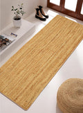 Hand Woven Jute Area Rug - 2' x 8' Feet - Rustic Beige Reversible Rectangular Rugs for Bedroom, Kitchen, Living Room - Vintage Natural Braided Entry Floor Décor Boho Jute Rug 24 X96 Inches