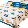 Scientific Sleep Underwater Scuba Cat Kitty Diver Submarine Fish Sea 100% Cotton Muslin Blanket Throw Cover for Bed Couch Sofa Cozy Soft Reversible Bedspread Coverlet Full Queen F/Q 80 in x 90 in