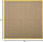 SAFAVIEH Area Rug 6' Square - Natural Fiber Collection - Natural & Gold, Seagrass, Basketweave Pattern with Border (NF114X)