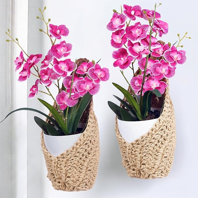2 Pack 4 inch Macrame Wall Plant Hanger, Hanging Orchid Basket | Wall Plant Holder, Wall Planters for Indoor Plants (2 Pack, up to 4 inch Pot)
