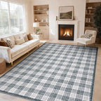 GarveeHome Checkered Area Rugs 5x7 for Living Room, Machine Washable Non Slip Backing Rug, Stain Resistant Low-Pile Indoor Outdoor Carpet for Bedroom Dining Room Office Nursery Grey