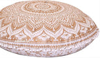 32" Ombre Mandala Bohemian Yoga Meditation Floor Pillow Cover Comfortable Home Cushion Couch Seating Large Zipped Throw Hippie Decorative Ottoman Boho Indian (Golden, 32 inches)