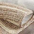 VHC Brands Jute Rug Half Circle, Natural and Crème, 16.5x33