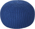 Christopher Knight Home Belle Knitted Cotton Pouf, Navy