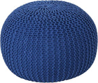 Christopher Knight Home Belle Knitted Cotton Pouf, Navy