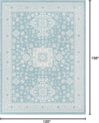 Rugs.com Outdoor Aztec Collection Rug – 10' x 13' Aqua Flatweave Rug Perfect for Living Rooms, Large Dining Rooms, Open Floorplans