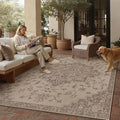 6x9 Easy Jute Outdoor Patio Rug Washable Brown Floral Floral Area Rug for Living Room Lightweight Non Slip No Sheding Carpet Balcony Farmhouse Bedroom Backyard Dining Room Deck