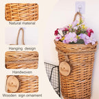 Woven Wicker Hanging Basket Door Hanging Basket Wall Decorations for Home Garden Farmhouse (original)