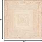 SAFAVIEH Area Rug 7' Square - Cape Cod Collection- Natural Brown, Handmade Braided Flat Weave Jute (CAP252A)