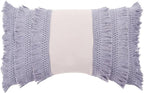 SAFAVIEH Home Collection Grema Boho Fringe Light Grey/Periwinkle 12 x 20-inch Rectangle Decorative Accent Throw Pillow with Insert
