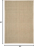 SAFAVIEH Area Rug 5x8 - Natural Fiber Collection - Natural & Ivory, Seagrass, Basketweave Pattern with Border (NF114J)