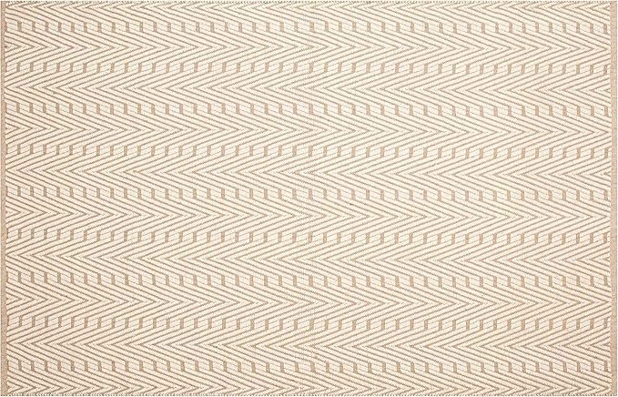 Jute Cotton Geomatric Area Rug 5x7 Feet - Natural White, Farhouse Reversible Soft & Sturdy Floor Rugs Ideal for Living Room, Dinning Space, Bedroom | Decorative Neutral Blend Patio Mat for Nursary