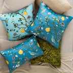 MUSSEL Stone Blue Floral Pillow Covers 18x18 Set of 2, Velvet Wild Flower Plant Throw Pillows Case, Square Farmhouse Decor Cushion Covers for Home Sofa Bed Couch