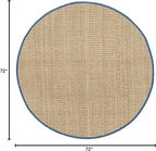 SAFAVIEH Area Rug 6' Round - Natural Fiber Collection - Natural & Navy, Seagrass, Basketweave Pattern with Border (NF114T)