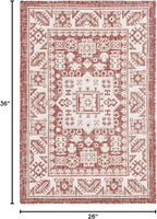 Rugs.com Outdoor Aztec Collection Rug – 2' x 3' Rust Red Flatweave Rug Perfect for Living Rooms, Large Dining Rooms, Open Floorplans