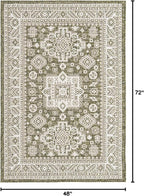 Rugs.com Outdoor Aztec Collection Rug – 4' x 6' Green Flatweave Rug Perfect for Living Rooms, Large Dining Rooms, Open Floorplans
