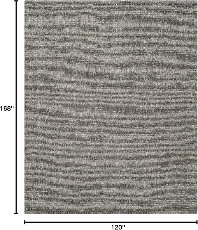 SAFAVIEH Area Rug 10x14 - Natural Fiber Collection - Large - Light Grey, Handmade Jute, Farmhouse Style, Chunky Textured Thick Pile (NF447G)