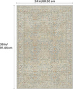 GENIMO 2x3 Indoor Doormat, Washable Non-Slip Vintage Floral Low Pile Door Mat for Entryway Front Door Kitchen Bathroom, Stain Resistant Small Throw Rug Runner (Beige)