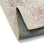 Beige Area Rug 5x7 for Living Room Washable Vintage Carpet Low Pile Non Slip Distressed Soft Traditional Retro Oriental Large Accent Throw Rug Office Kitchen Bedroom Bathroom Dining Room