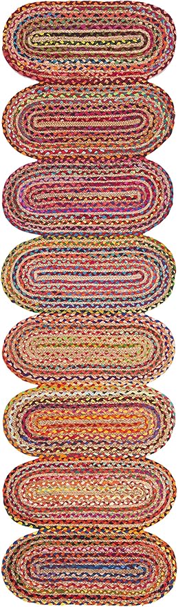 SAFAVIEH Cape Cod Collection Runner Rug - 2'3" x 8', Red & Multi, Handmade Braided Jute & Cotton, Ideal for High Traffic Areas in Living Room, Bedroom (CAP208Q)