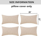 Home Brilliant Textured Linen 12x20 Pillow Cover Set of 4 Decorative Burlap Throw Pillows Covers for Couch Bedroom Sofa, 12 x 20 inch (30x50 cm), Light Linen
