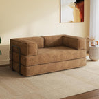 WLIVE 71'' Futon Sofa Bed, Convertible Sleeper Sofa, Folding Pull Out Couch Boneless Mattress with Fixed Frame, Corduroy, Brown
