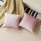 NiNi ALL Decorative Throw Pillow Covers Pack of 2, Velvet Throw Pillow Cases for Couch Pillows Cover Bedroom Living Room Outdoor Pillow Covers 18x18 Inch Dusty Pink