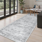 Hallway Runner Rug 4x8 Wide: Washable Thin Runners for Hallways Entry, Non Slip Soft Vintage Kitchen Area Rugs for Living Room Bedroom Dining Room Foyer (Grey, 4x8)