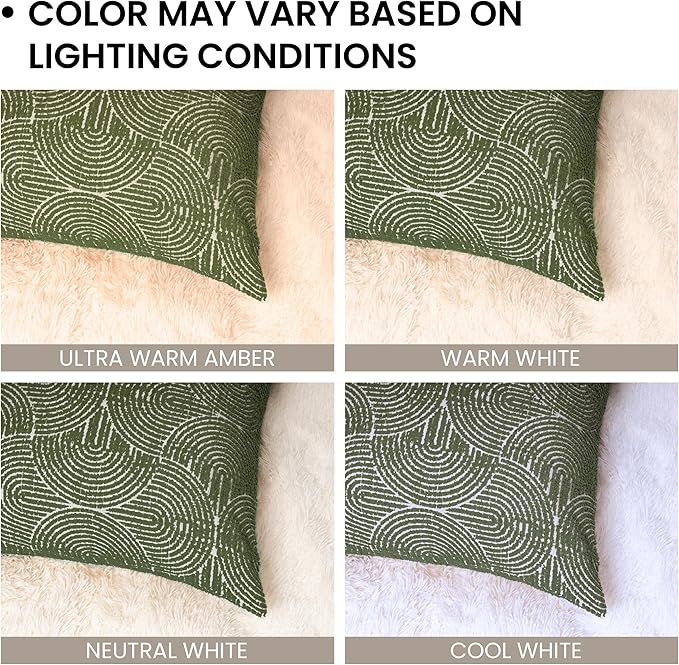 AELS Boho Decorative Textured Throw Pillow Covers 22x22, Modern Mid Century Rainbow Tufted Pillow Case, Farmhouse Rustic Geometric Woven Cushion Case for Bed Couch Sofa, Olive Green