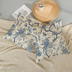 Chinoiserie Floral Bird Pillow Covers 24x24 Set of 2 Blue Chinoiserie Flowers Decorative Pillow Cases Outdoor Decor Blue and Cream Throw Pillows Farmhouse Linen Cushion Cover for Couch Home