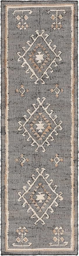 SAFAVIEH Kilim Collection Runner Rug - 2'3" x 19', Black & Ivory, Flat Weave Wool Design, Ideal for The Living Room, Dining Room, Bedroom (KLM762Z-219)