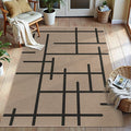 Tangsoo Easy Jute Rug 3x5 for Entryway,Non-Slip Washable Indoor Outdoor Stripe Door Carpet,Farmhouse Ultra Thin Small Throw Mat for Kitchen Bedroom Front Door Patio Blacony