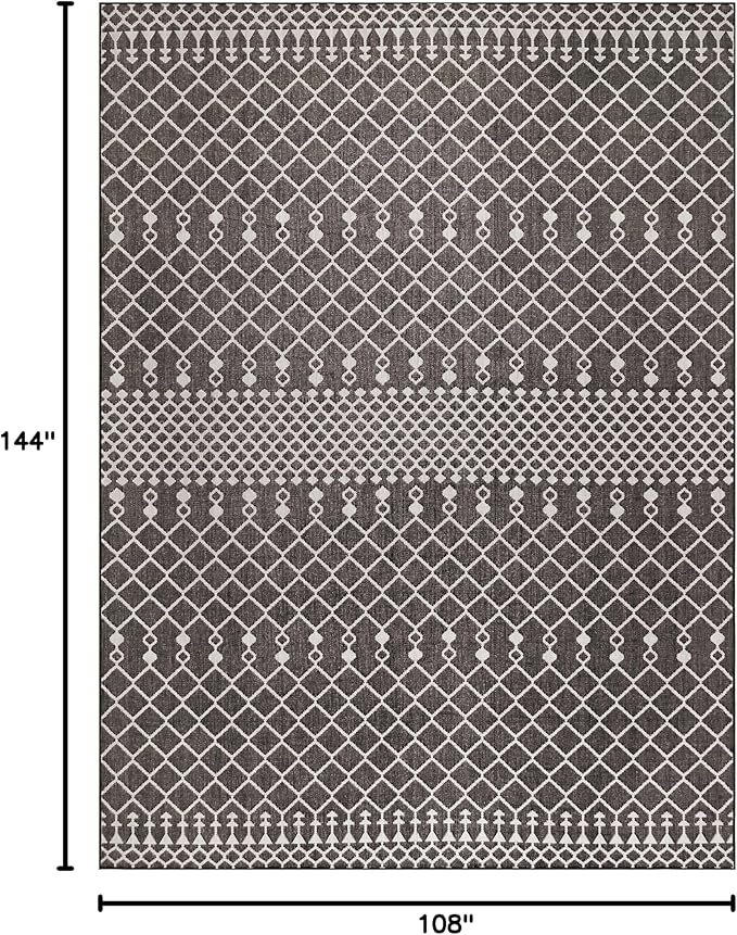 Nourison Home Positano Black 9' x 12' Area Rug - Easy Clean, Non Shedding, Bed Room, Living Room, Dining Room, Kitchen (9' x 12')