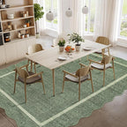 GarveeHome Scalloped Washable Area Rug 8x10 Rug for Living Room Modern Rug Non Slip Throw Rugs Large Rugs for Bedroom Low Pile Non Shedding Stain Resistant Carpet for Dining Room 8'x10' Greyish Green