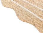 Wave Scalloped Natural Jute Rug Boho Entryway Runner Farmhouse, Off White (2'x10')