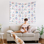 WARDOS Coquette Pink Bow Tapestry, Coquette Room Decor, Preppy Pink and Blue Floral Tapestry, Cute Preppy Room Decor Teen Girls, Girly Bedroom Decor, Coquette Stuff, 50x60 Inch