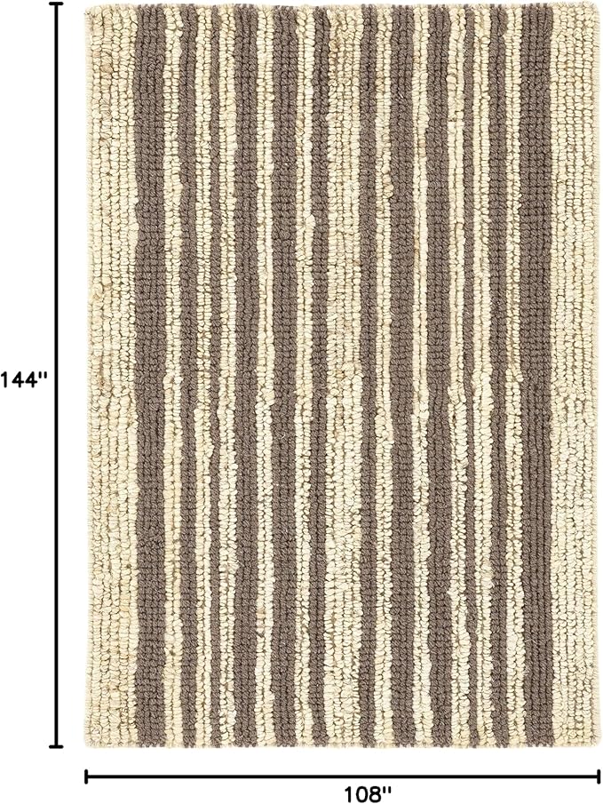 Dash and Albert Calder Stripe Grey Handwoven Jute Rug, 9 X 12 Feet, Neutral/Grey Stripe Pattern