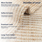 8' x 10' Natural Jute & Wool Area Rug,– Handwoven Mini Check Natural Fiber Rug with 4" Border, Neutral Boho Farmhouse Rug for Living Room Dining Room Bedroom | 0.6" Pile (8' x 10')