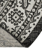 Rugs.com Outdoor Aztec Collection Rug – 6 Ft Round Charcoal Gray Flatweave-Pile Rug Perfect for Kitchens, Dining Rooms