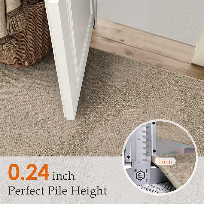 2x6 Easy Jute Runner Rug Washable Brown Neutral Hallway Outdoor Rug for Patio Lightweight Non Slip No Sheding Carpet Entryway Bathroom Backyard Porch Kitchen