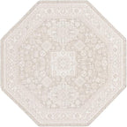 Rugs.com Outdoor Aztec Collection Rug – 8 Ft Octagon Light Gray Flatweave Rug Perfect for Living Rooms, Kitchens, Entryways