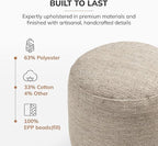 Anji Mountain Pouf Ottoman Foot Rest, Handmade Ottoman Pouf, Comfortable Foot Stool, Decorative Floor Seating for Living Room Decor, Bedroom & Home Décor Accent - Stone