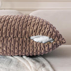 Set of 4 Light Brown Decorative Throw Pillow Covers 24x24 Inch Corduroy Pillow Covers for Bed Couch Sofa Living Room Soft Square Cushion Cases