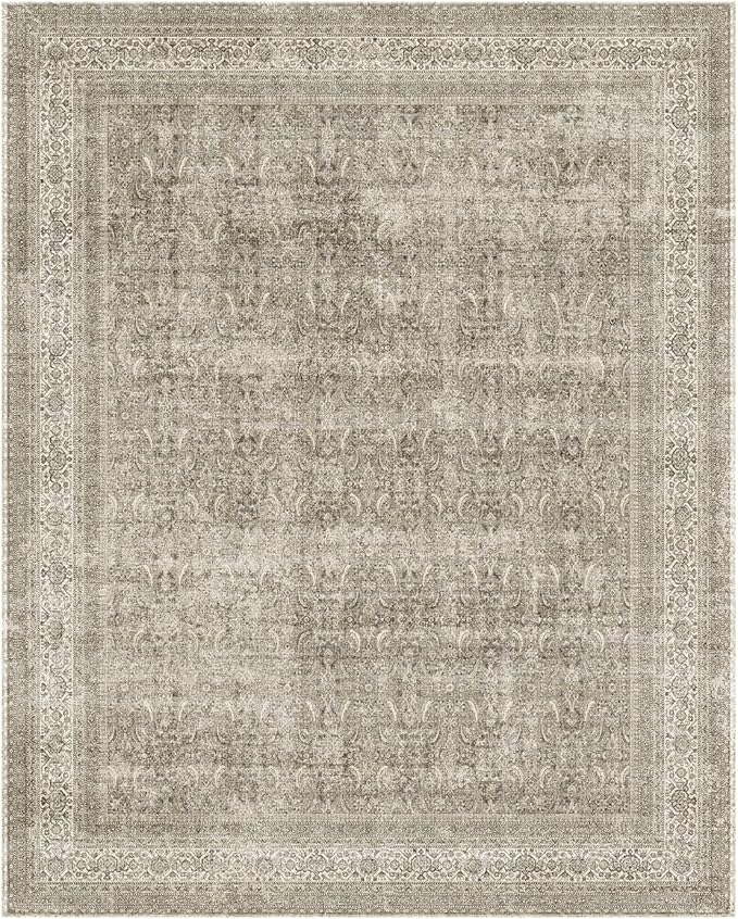 10x14 Area Rug Washable Rugs: Living Room Rug Stain Resistant Non Slip Low Pile Faux Wool Soft Large Area Rugs for Bedroom Farmhouse Dining Room Under Table Nursery Home Office Indoor