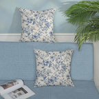 Blue Pillow Covers 18x18 Set of 2 Blue and Cream Floral Chinoiserie Throw Pillows Vintage Rustic Toile Flower Decorative Pillow Cases Outdoor Chinoiserie Decor Cushion Case for Couch Bed Sofa