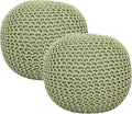 REDEARTH · Round Pouf Ottoman - Hand Knitted Cable Boho Poof Home Décor Pouffe Circular Footrest for Living Room - Nursery - Bedroom - Lounge 100% Cotton (19.5"x19.5"x14") - Kiwi, Set of 2
