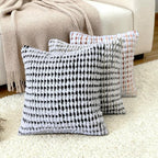 Boho Chenille Tufted Pillow Cover 20x20 Inch Set of 1, Farmhouse Striped Decorative Pillow Covers Accent Fluffy Neutral Square Pillowcases for Couch Sofa Bedroom Living Room, Black White