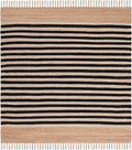 SAFAVIEH Natural Fiber Collection Area Rug - 6' Square, Natural & Black, Rustic Farmhouse Boho Striped Style, Handmade Jute & Cotton, Ideal for The Living Room, Bedroom, Dining Room (NFB325Z-6SQ)