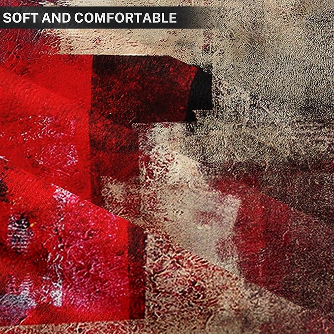 Emvency Set of 2 Throw Pillow Covers Modern Abstract Painting Red Brown and Gray Decorative Pillow Cases Home Decor Standard Square 18x18 Inches Pillowcases