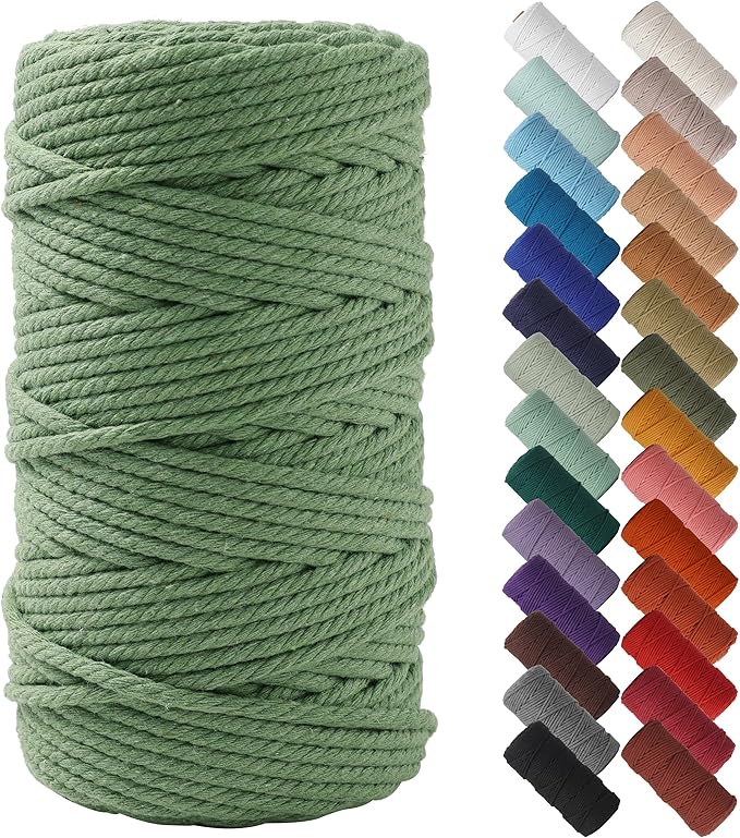 NOANTA Avocado Green Macrame Cord 4mm x 109yards, Colored Macrame Rope, Cotton Cord Macrame Yarn, Colorful Cotton Craft Cord for Wall Hanging, Plant Hangers, Crafts, Knitting